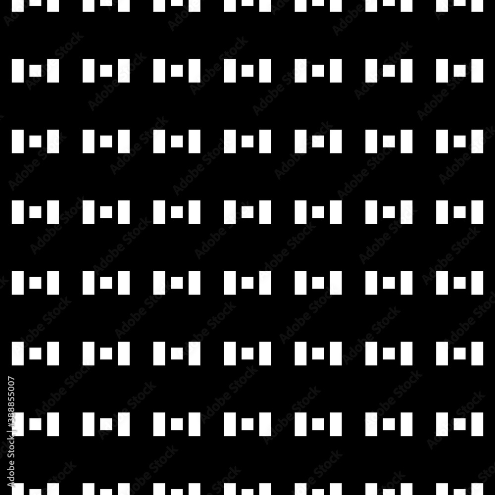 Big and small white quadrangles repetition on black background. Seamless surface pattern design with squares and rectangles ornament. Polygons wallpaper. Dashed and dotted lines motif. Digital paper. Big and small white quadrangles repetition on black background. Seamless surface pattern design with squares and rectangles ornament. Polygons wallpaper. Dashed and dotted lines motif. Digital paper.