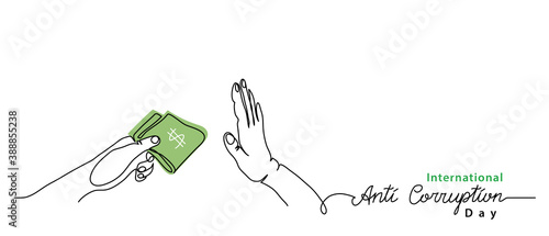 International Anti Corruption Day banner, poster, background. Simple vector line art with text Anti Corruption.