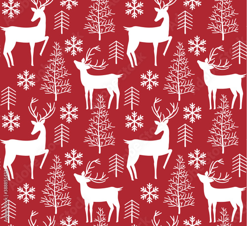 Christmas reindeer seamless pattern background. illustration background. Vector illustration layered for easy manipulation and custom coloring