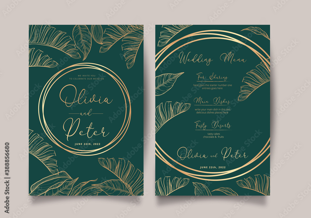 Wedding Invitation, save the date, thank you, rsvp card Design template. Vector. Roses flower with greenery.