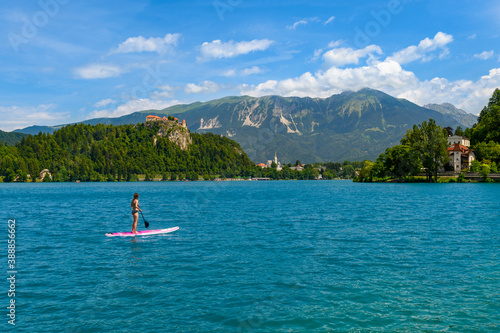 Young Woman Relaxing on Stand Up Paddle