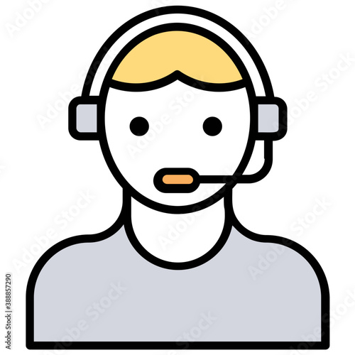 
Human avatar with creative headset having gears design, to describe customer care and customer management at the same time 
