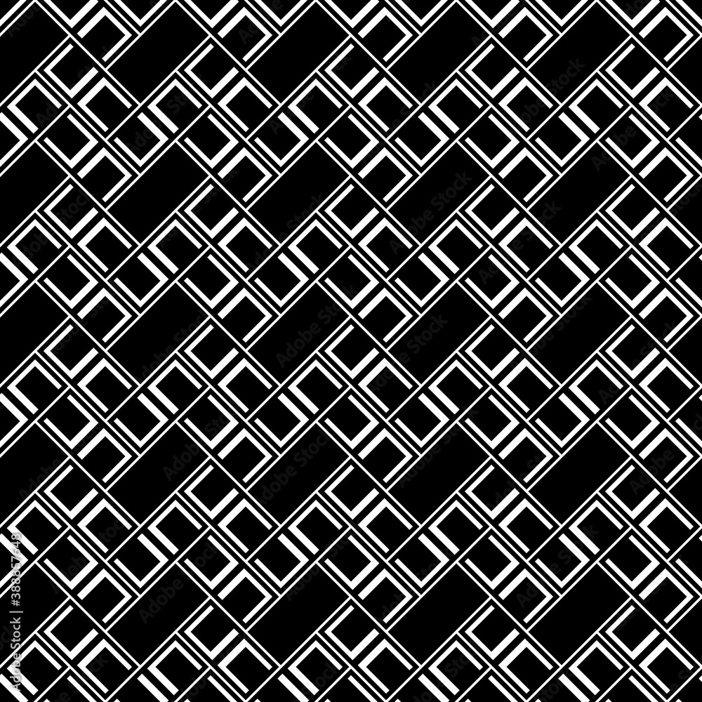 Fototapeta premium Geometrical abstract. Slanted rectangle slabs. Herringbone pattern. Seamless surface design with tilted blocks. Repeated tiles ornament background. Mosaic motif. Grid wallpaper. Square brackets vector