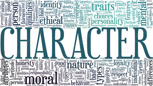 Character vector illustration word cloud isolated on a white background.