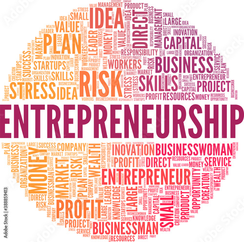 Entrepreneurship vector illustration word cloud isolated on a white background.
