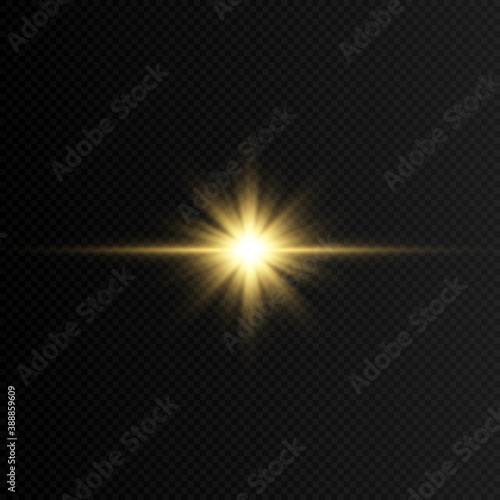Vector flash of light. Golden light. light png. Sun, sun rays. PNG flash, golden flash. Christmas.