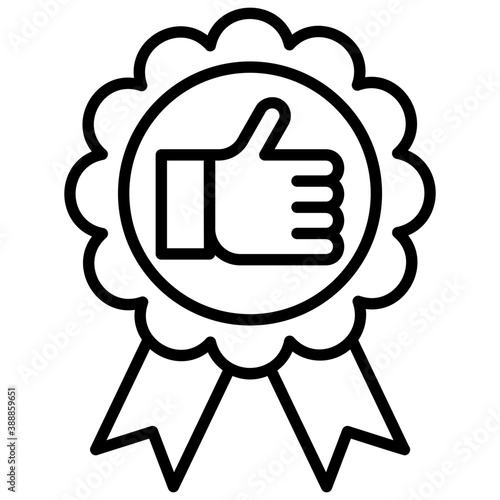 
Paper badge having a thumbs up, complete prototype for best price icon
