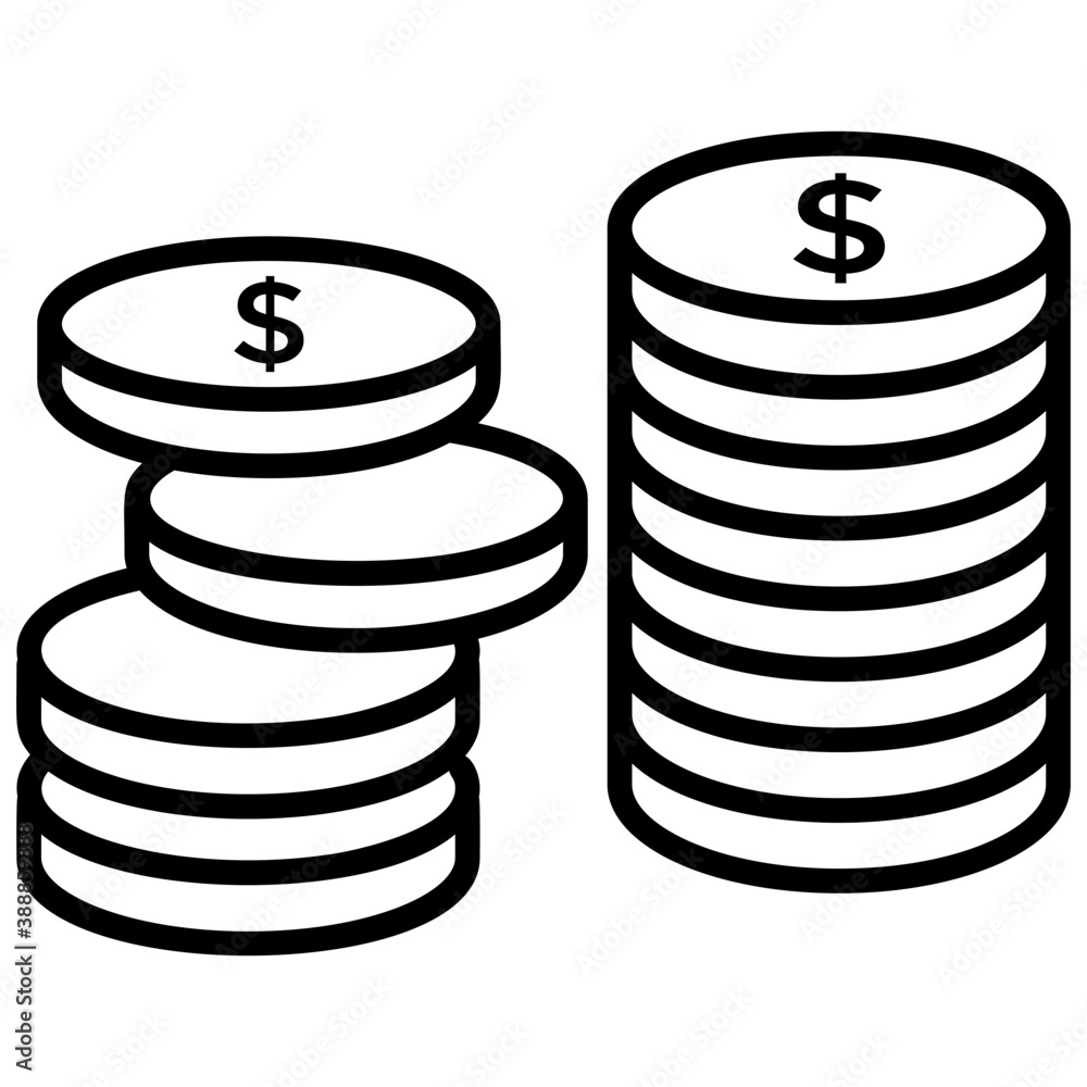 Two stacks of coins placed side by side to derive icon for coins
Two stacks of coins placed side by side to derive icon for coins