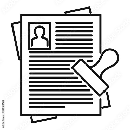 Passport control documents icon. Outline passport control documents vector icon for web design isolated on white background