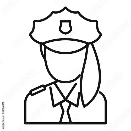 Police woman border icon. Outline police woman border vector icon for web design isolated on white background