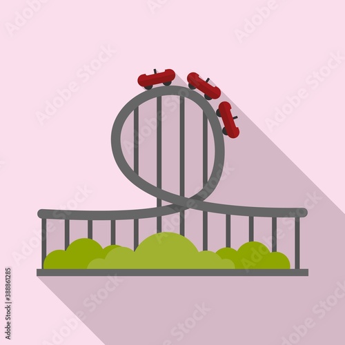 Roller coaster park icon. Flat illustration of roller coaster park vector icon for web design