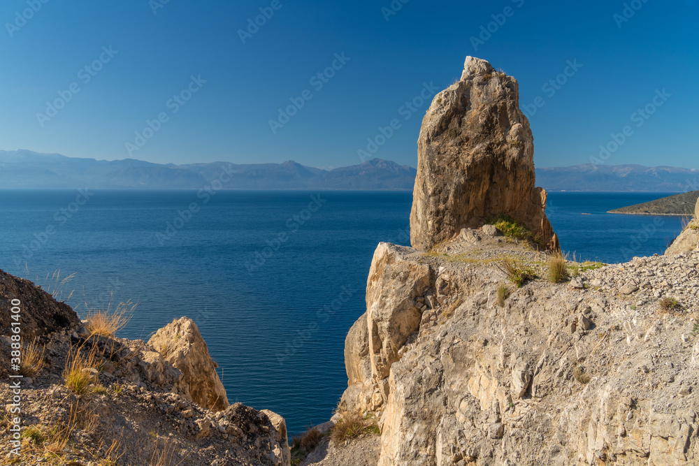 Beautiful coastal scenes along the shores of the Gulf of Corinth, Greece