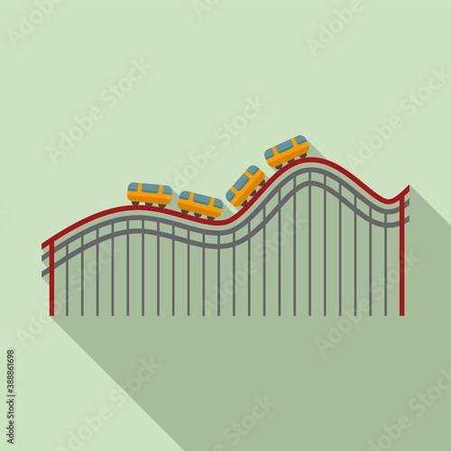 Roller coaster fun icon. Flat illustration of roller coaster fun vector icon for web design