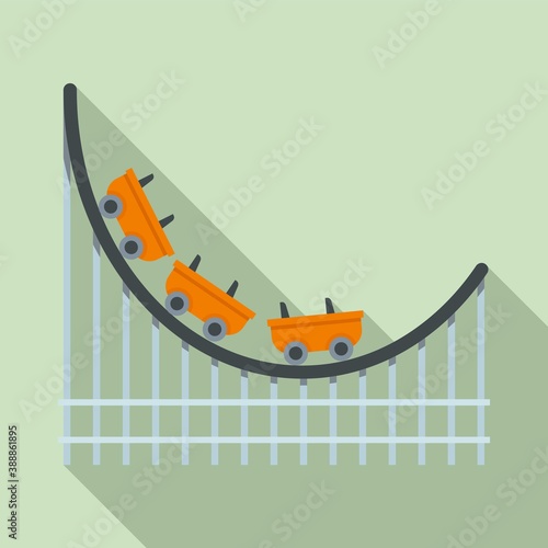 Scary roller coaster icon. Flat illustration of scary roller coaster vector icon for web design