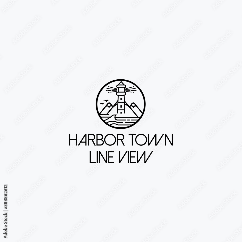 Harbor Town line view logo exclusive design inspiration Stock Vector