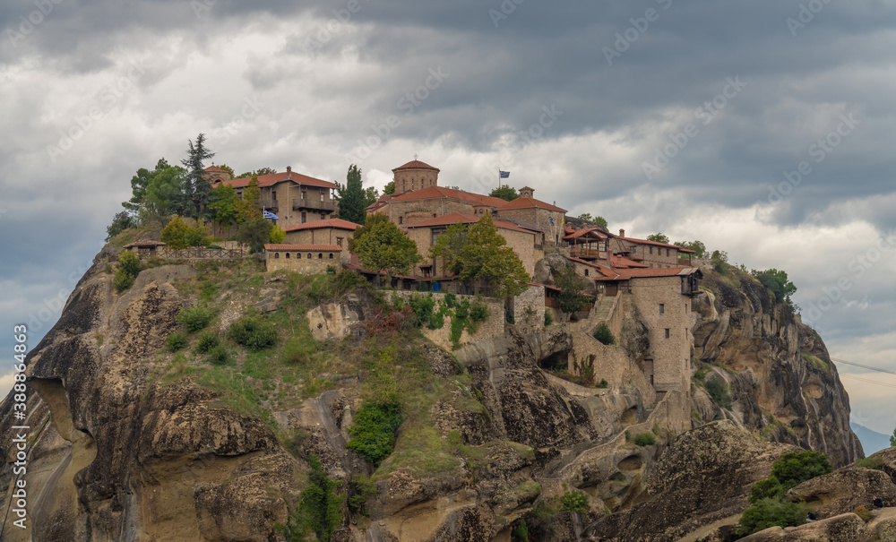 The Great Meteoron Monastery in the stunning Meteora rock formation in central Greece hosting one of the largest and most precipitously built complexes of Eastern Orthodox monasteries