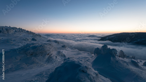 winter landscape above the clouds