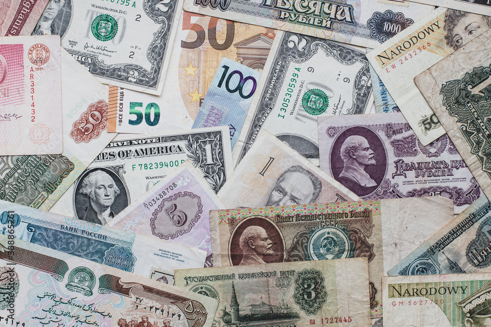 background banknotes one on top of the other, top view background banknotes one on top of the other, top view
