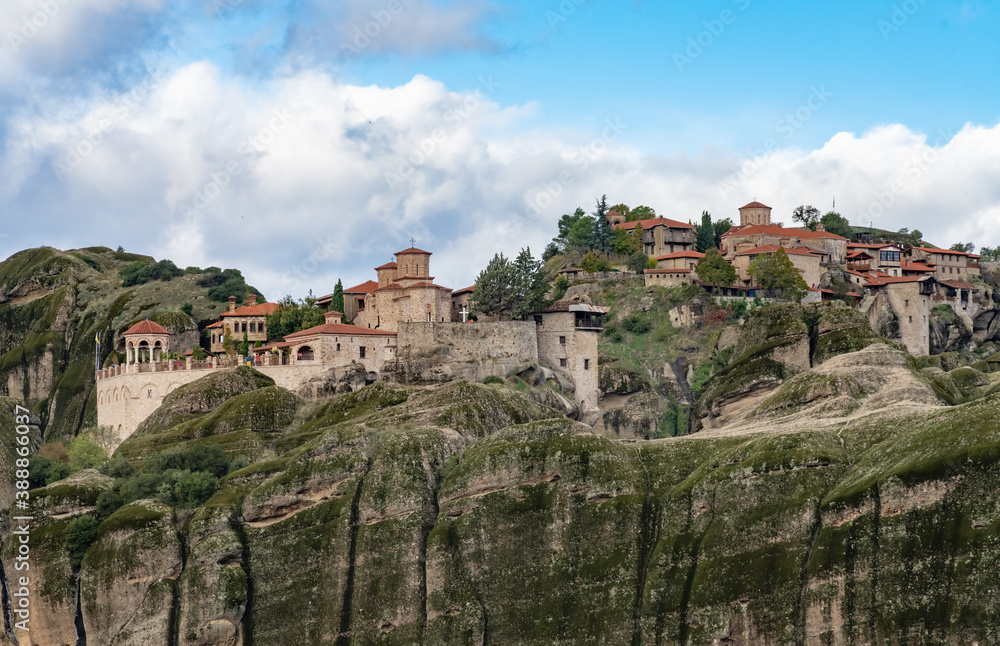 The Great Meteoron Monastery in the stunning Meteora rock formation in central Greece hosting one of the largest and most precipitously built complexes of Eastern Orthodox monasteries