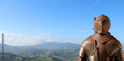 Metal chevalier with San Marino landscape
