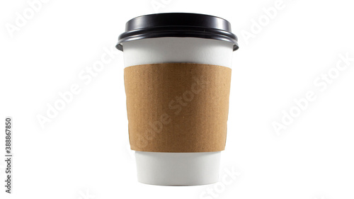 A real paper coffee cup isolated on white background