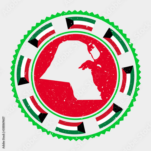 Kuwait grunge stamp. Round logo with map and flag of Kuwait. Country stamp. Vector illustration.