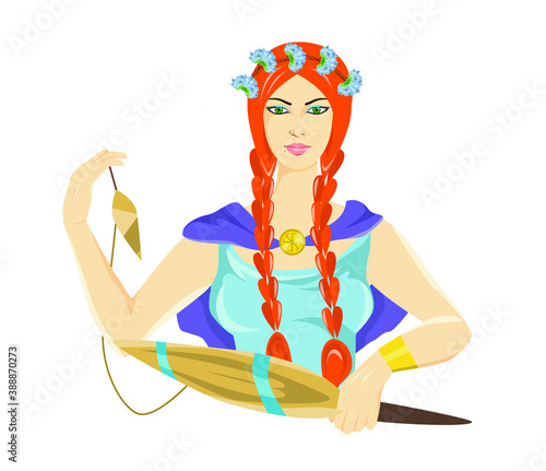 The illustration with a Scandinavian goddess - Frigg Godness