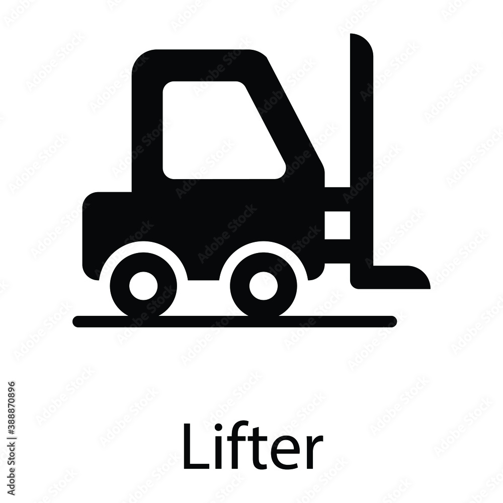 forklift glyph vector icon forklift glyph vector icon