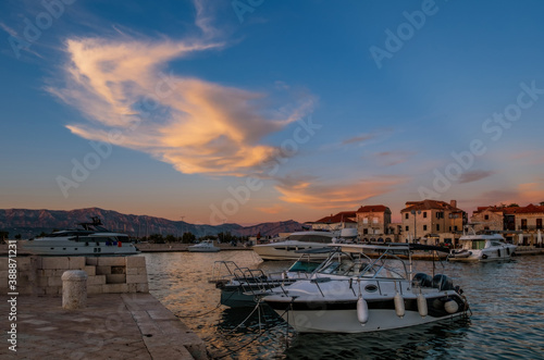 Sunset in Supetar, island Brac - Dalmatia, Croatia. August 2020