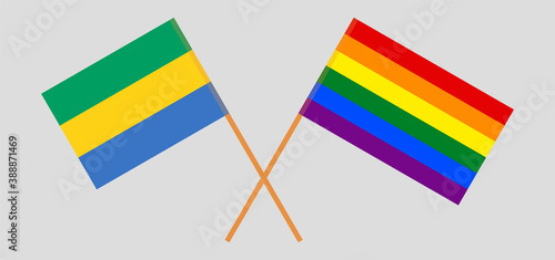 Crossed flags of Gabon and LGBTQ