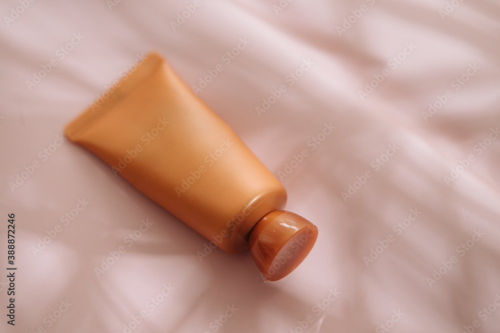 Cosmetic beauty bottle from above minimalist Cosmetic beauty bottle from above minimalist