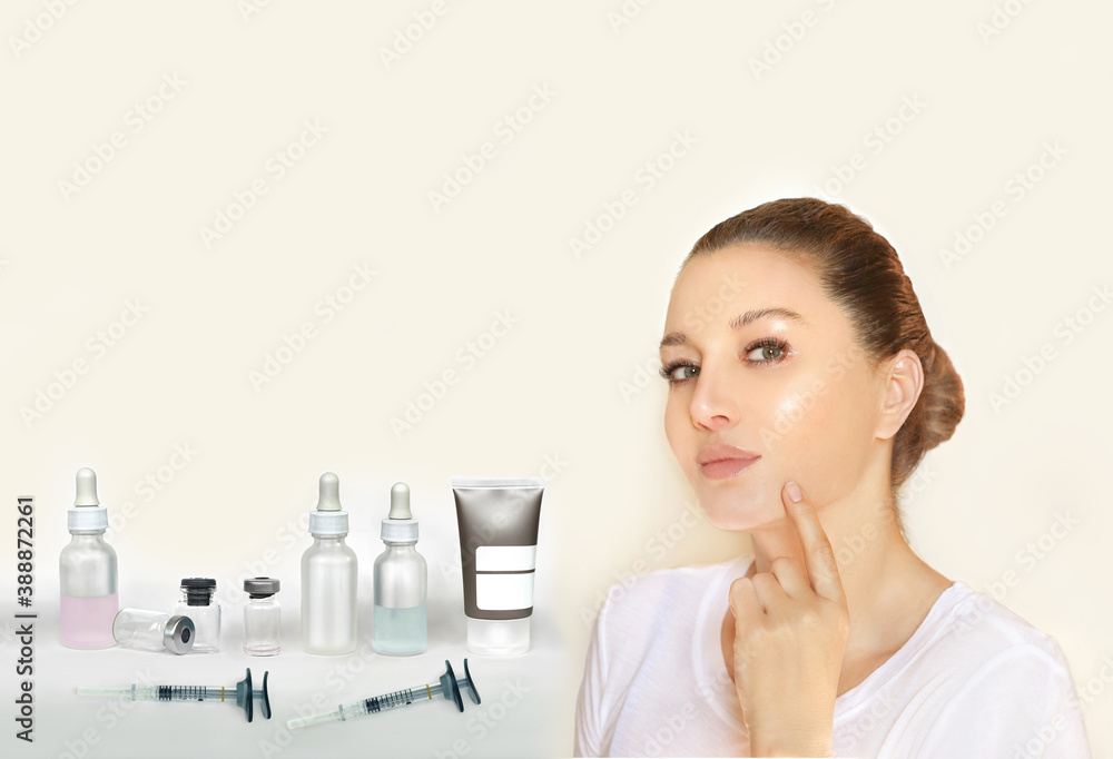 Concept of rejuvenation.Volume lifting.Injectable Hyaluronic Acid. Concept of rejuvenation.Volume lifting.Injectable Hyaluronic Acid.