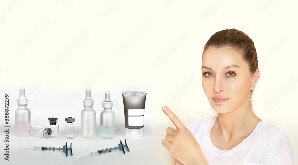 Concept of rejuvenation.Volume lifting.Injectable Hyaluronic Acid. Concept of rejuvenation.Volume lifting.Injectable Hyaluronic Acid.