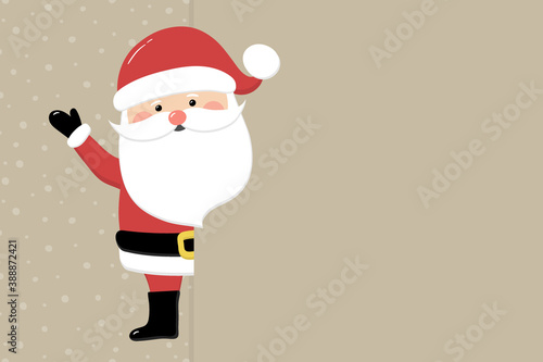 Santa Claus on empty background with snowflakes. Christmas decoration. Vector