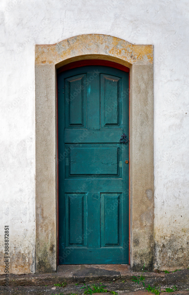 Ancient colonial door in Ouro Preto, Brazil 