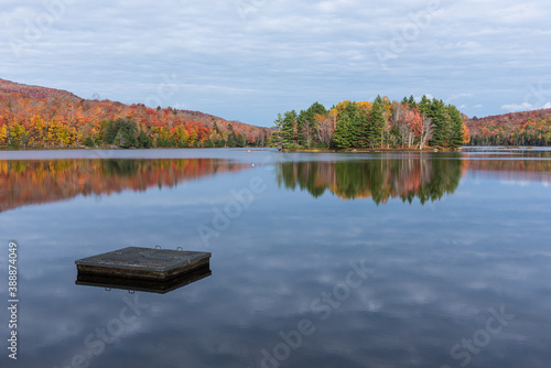 Cherry Pond in the Mont Orford National Park at the autumn colors, Quebec, Canada. photo