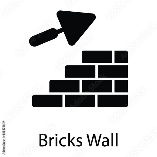 bricks wall glyph vector icon