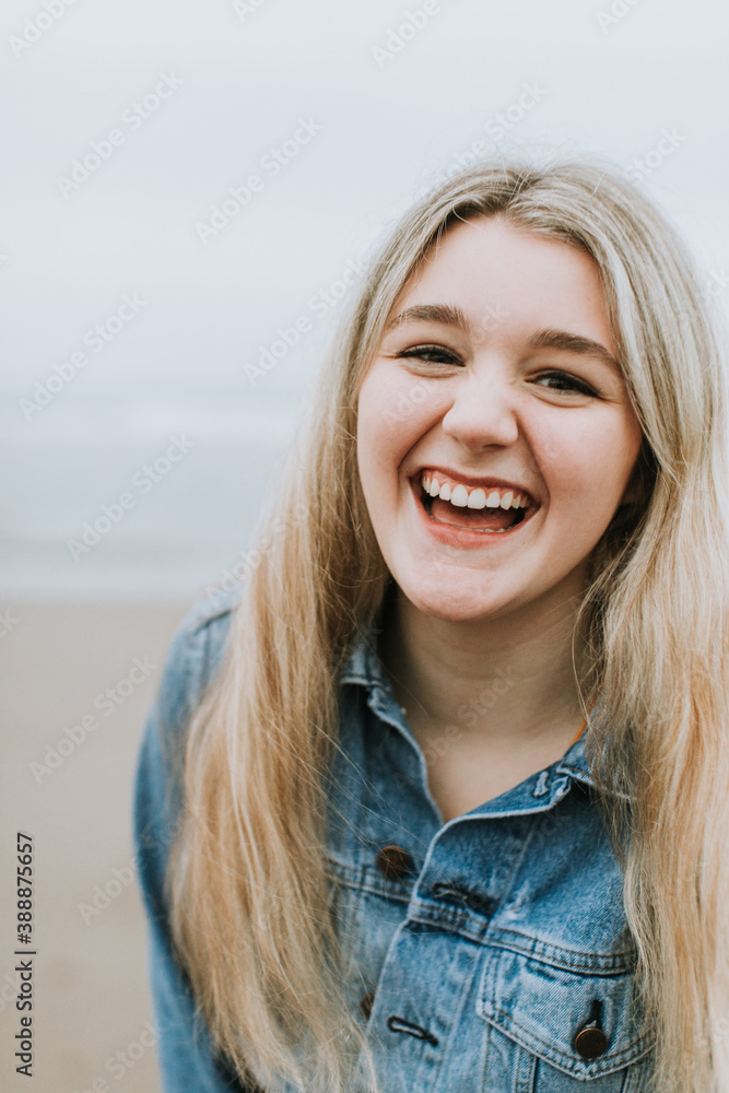 Happy, Laughing Teenager on Beach Happy, Laughing Teenager on Beach