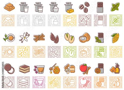 デザートの味説明で使いそうなアイコンのセット A