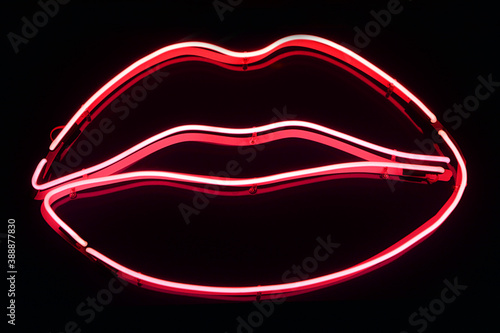 Pink neon lips