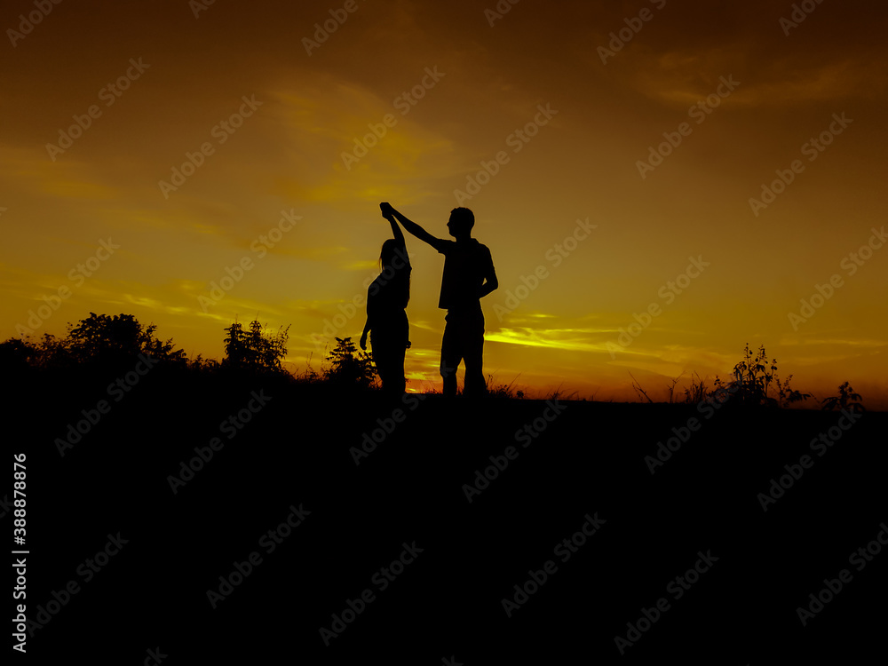 
people and sunset, silhouette of a person