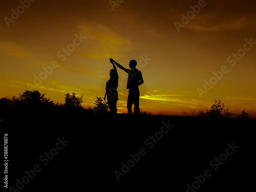  people and sunset, silhouette of a person