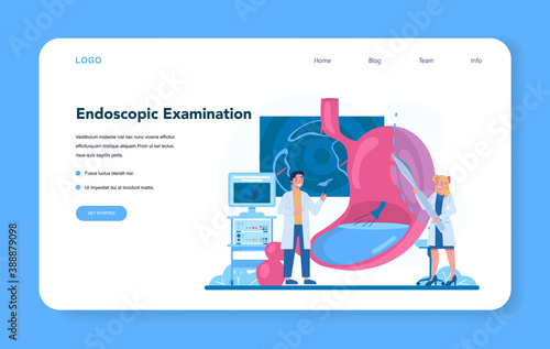 Gastroenterology doctor web banner or landing page set. Idea