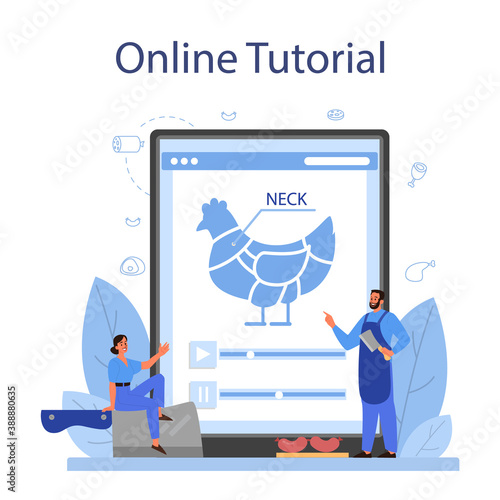 Butcher or meatman online service or platform. Fresh meat and meat