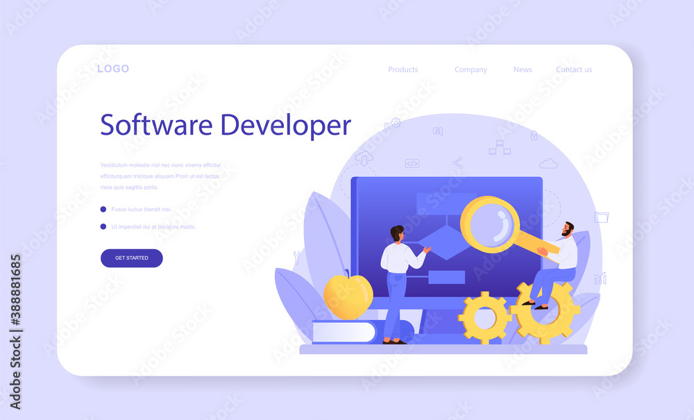 Programming web banner or landing page. Idea of working Programming web banner or landing page. Idea of working