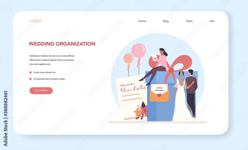 Wedding planner web banner or landing page. Professional organizer Wedding planner web banner or landing page. Professional organizer