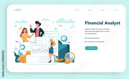 Financial analyst or consultant web banner or landing page.