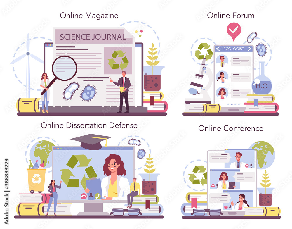 Ecologist online service or platform set. Scientist taking care of nature Ecologist online service or platform set. Scientist taking care of nature