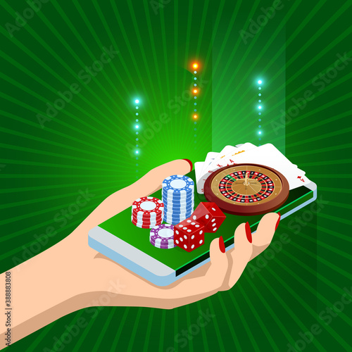 Online Casino Concept. Online Big Slots Casino Marketing Banner, Gaming Apps