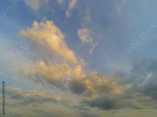 Beautiful white fluffy cloudy sky background 